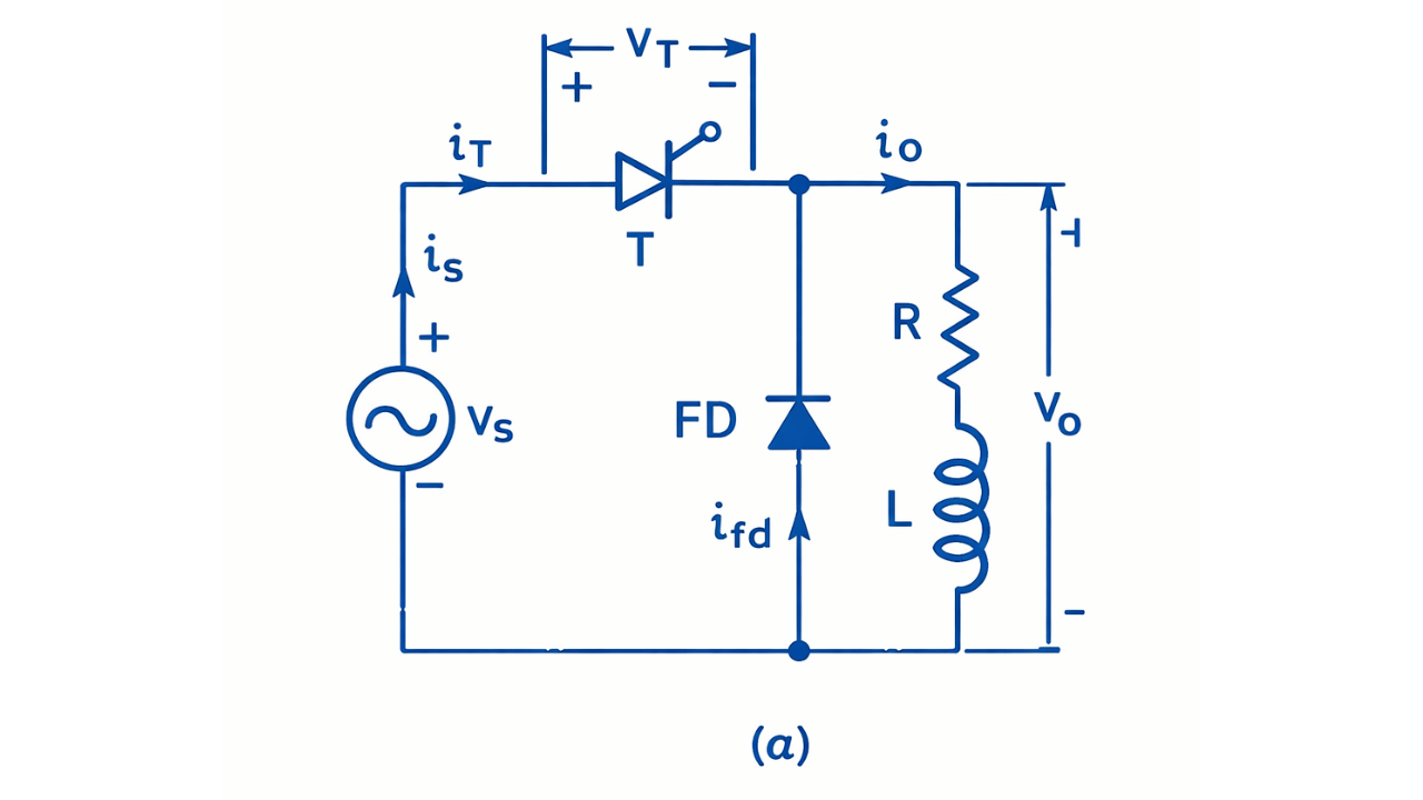 Single Phase Half Wave Rectifier with RL Load and Freewheeling Diode