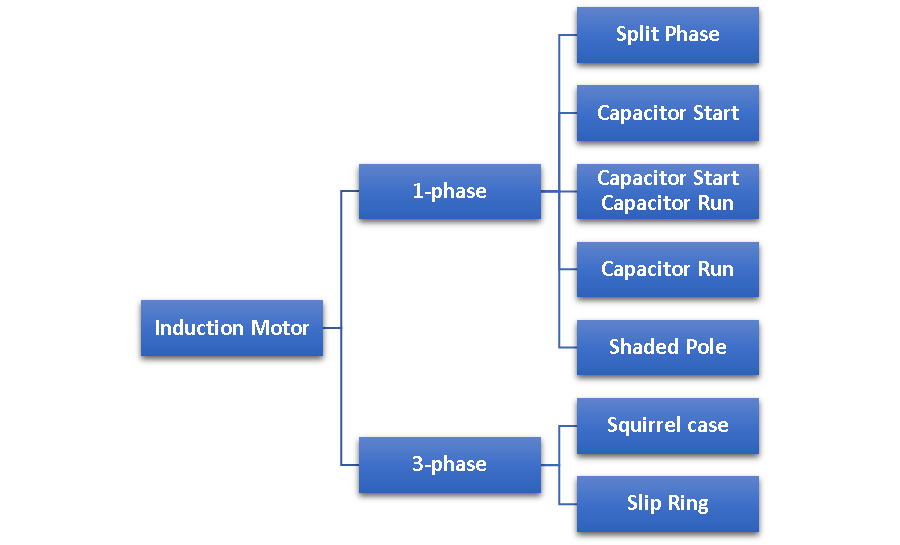 Induction motors are classified into two types: