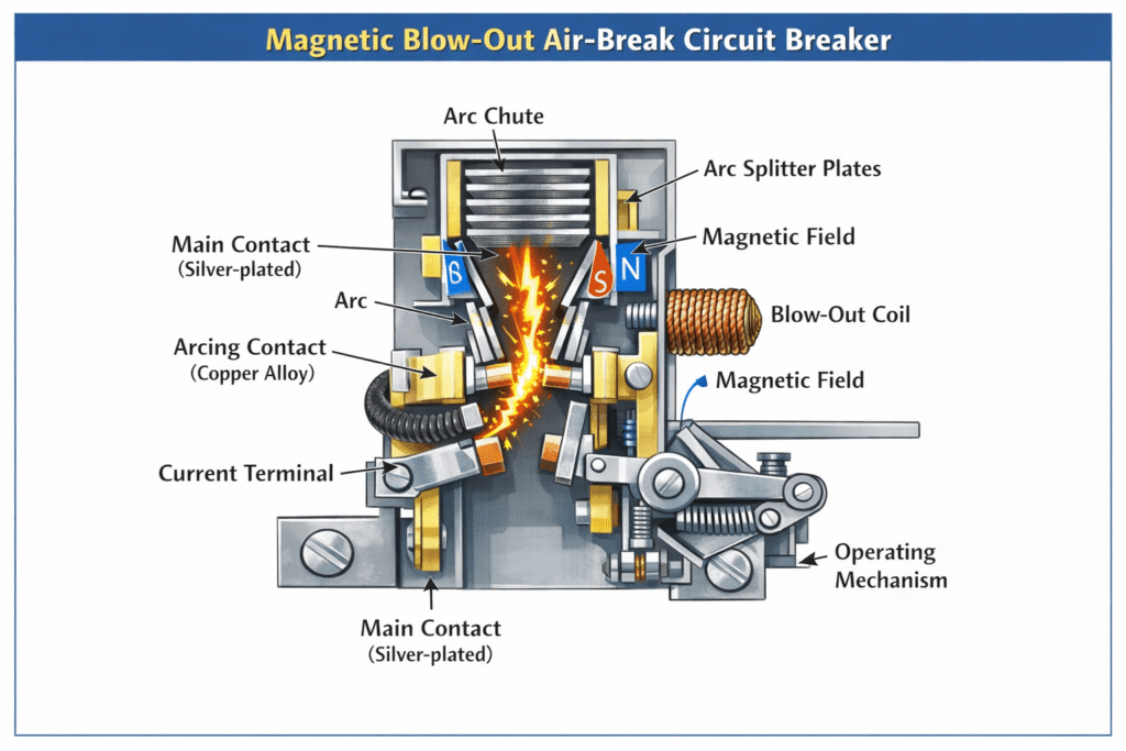 Magnetic blow-out air-break circuit breaker
