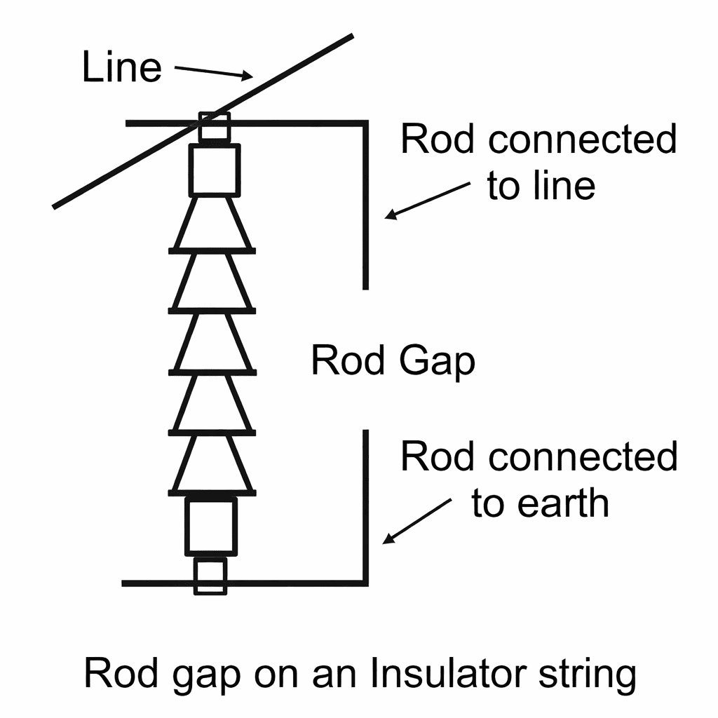 Diagram of rod gap lightning arrester