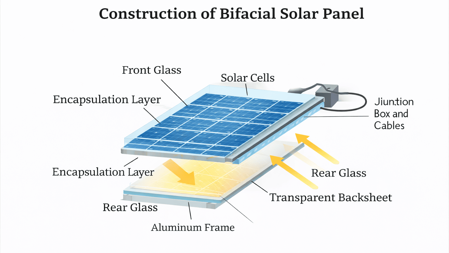 construction of bifacial solar panel