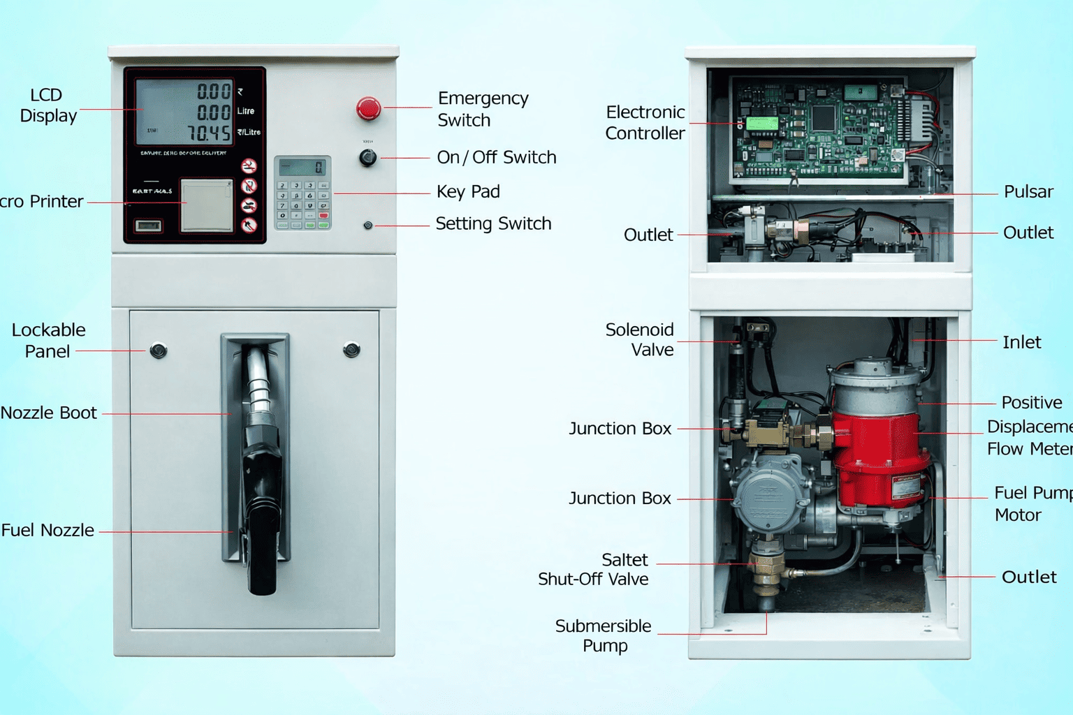 Detailed view of fuel dispenser mechanism