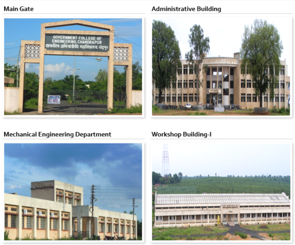 GCOEC main gate, mechanical department, administrative building